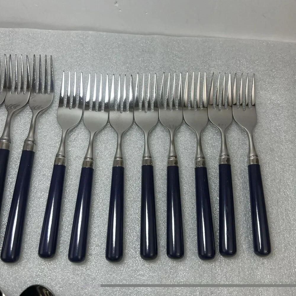 Stanley Roberts SPECTRUM Navy Blue Stainless Korea Flatware 44 Pcs 8 Setting MCM
